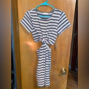 Side cutout Dress brand new with tags dark gray and cream size Medium